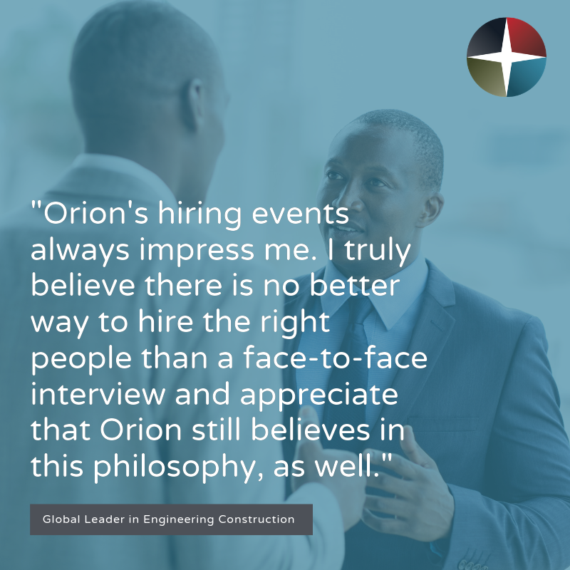 Testimonial about Orion's hiring events