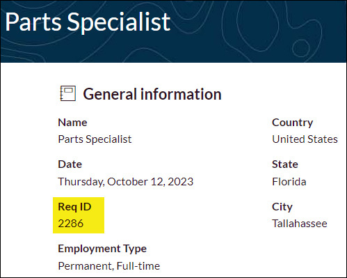 Job Req ID Example